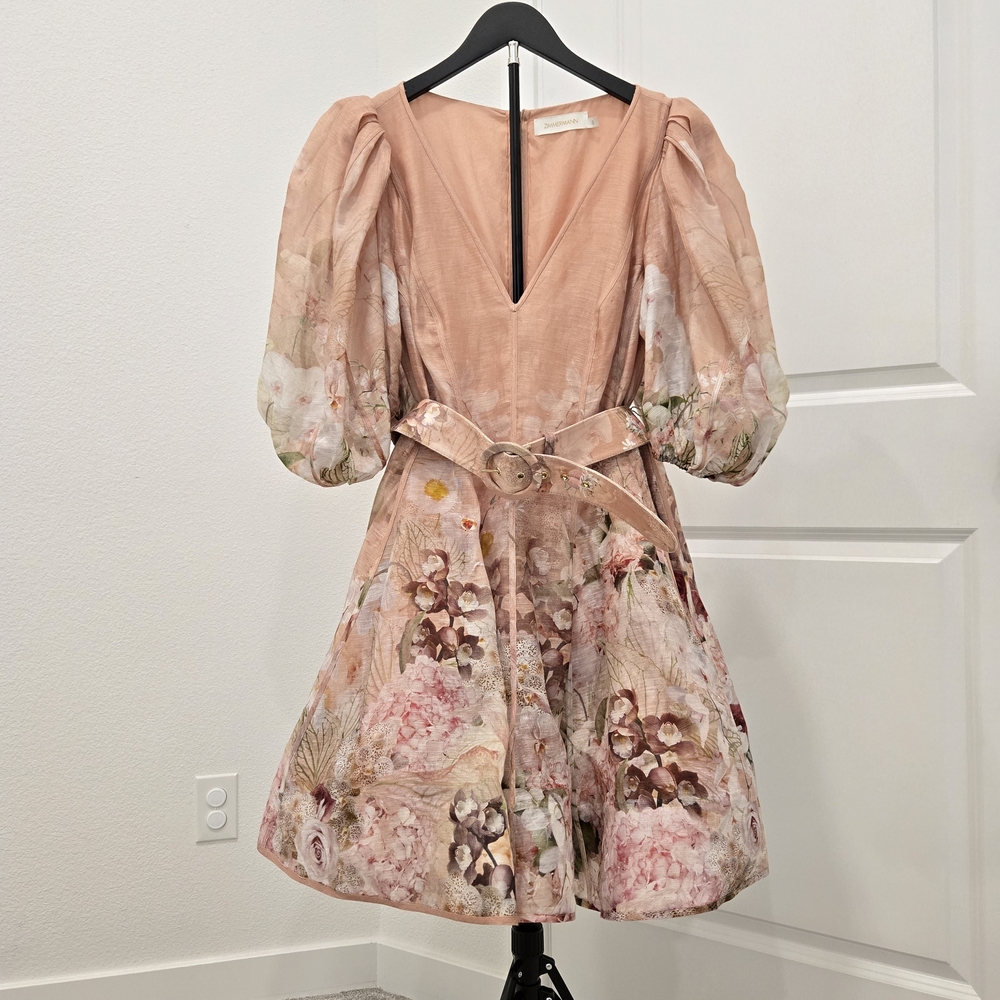 Zimmermann Blush Floral Mini Dress